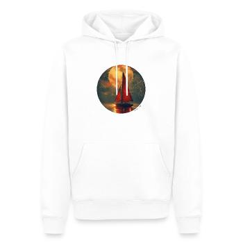 Voilier, Mer, Maritime, Lune, Océan, Nautique - Sweat à capuche Premium bio Homme - blanc - Devant - Nico (187cm)
