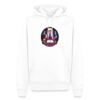 Arkaner Bibliothekar Pixel - Männer Premium Bio Hoodie - Weiß - Vorne - Nico (187cm)