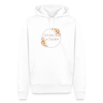 Team der Blumenbraut - Junggesellinnenabschied Geschenkidee - Männer Premium Bio Hoodie - Weiß - Vorne - Nico (187cm)