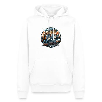 Eisenbahner Modelleisenbahn Fan Rentner Geschenk - Männer Premium Bio Hoodie - Weiß - Vorne - Nico (187cm)