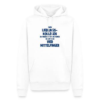 Mit Lieblingskollegen hat man vier Mittelfinger. - Männer Premium Bio Hoodie - Weiß - Vorne - Nico (187cm)