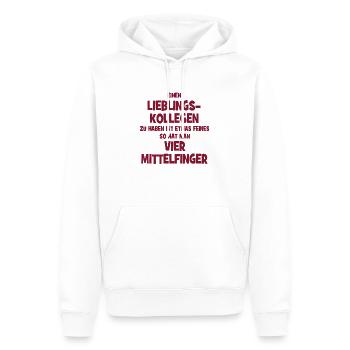 Mit Lieblingskollegen hat man vier Mittelfinger. - Männer Premium Bio Hoodie - Weiß - Vorne - Nico (187cm)