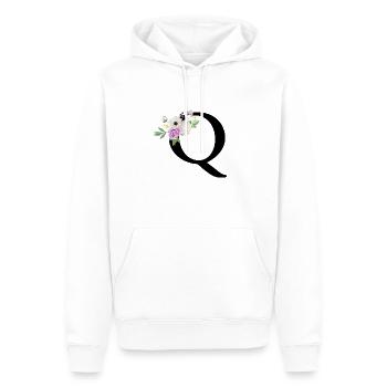 Lila Blumenbuchstabe Q - Männer Premium Bio Hoodie - Weiß - Vorne - Nico (187cm)