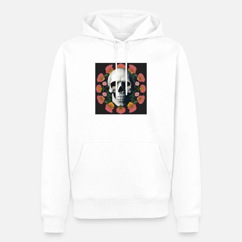 Flower-Skull - Männer Premium Bio Hoodie - Weiß