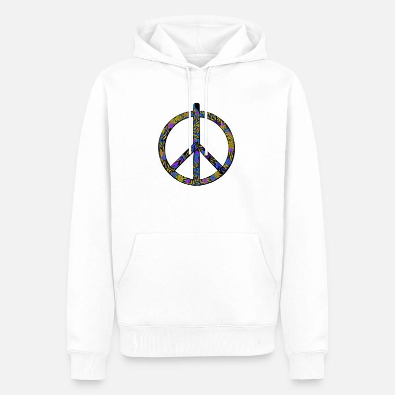 Abstrakte Harmonie: Gelb-Blauer Friedensrausch - Männer Premium Bio Hoodie - Weiß
