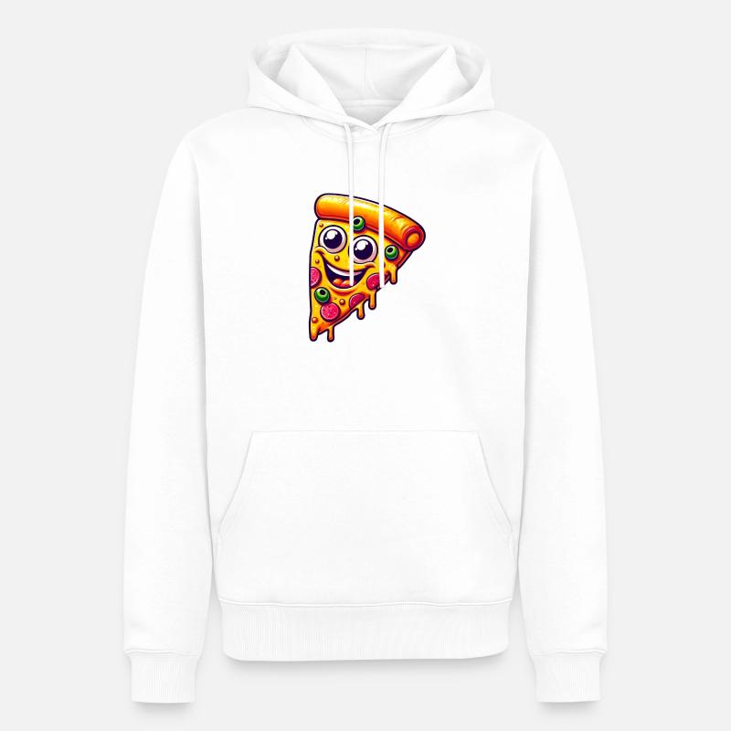 Visage de pizza heureux - Sweat à capuche Premium bio Homme - blanc