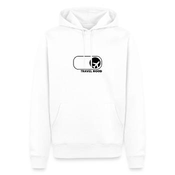 Humeur de voyage, humeur de voyage, humeur de voyage - Sweat à capuche Premium bio Homme - blanc - Devant - Nico (187cm)