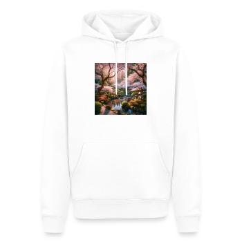 Jardin vintage du Japon - Sweat à capuche Premium bio Homme - blanc - Devant - Nico (187cm)