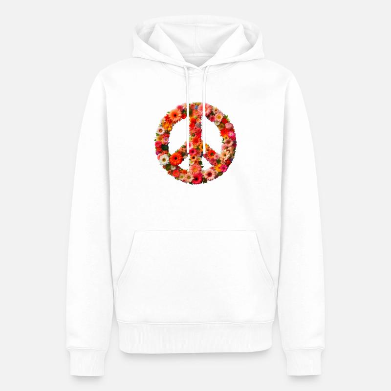 Blumen Friedenszeichen - Männer Premium Bio Hoodie - Weiß