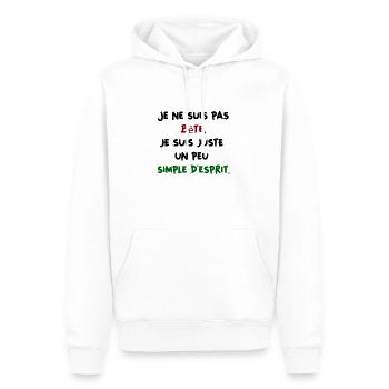 Je ne suis pas bête - Humour Homme/Femme - Sweat à capuche Premium bio Homme - blanc - Devant - Nico (187cm)