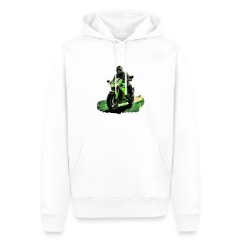 Motorradfahrer auf einem Superbike grün - Männer Premium Bio Hoodie - Weiß - Vorne - Nico (187cm)