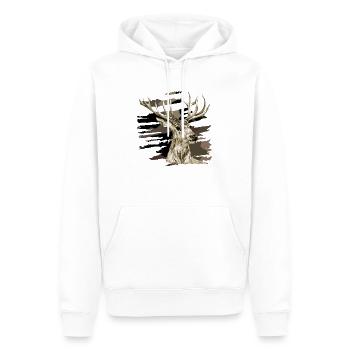 Hirsch - Männer Premium Bio Hoodie - Weiß - Vorne - Nico (187cm)