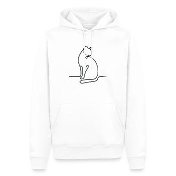 Un dessin minimaliste en une ligne d'un chat - Sweat à capuche Premium bio Homme - blanc - Devant - Nico (187cm)