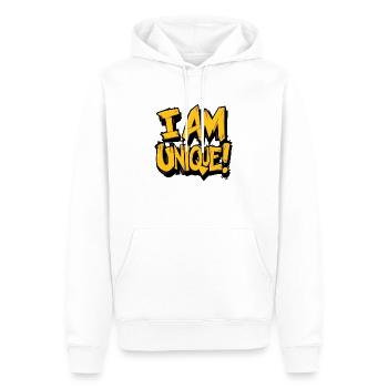 Ich bin einzigartig denke positiv selbstbewusst - Männer Premium Bio Hoodie - Weiß - Vorne - Nico (187cm)