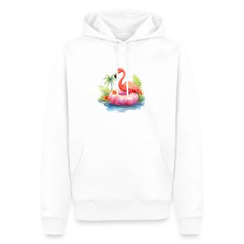 Flamant rose en été - Sweat à capuche Premium bio Homme - blanc - Devant - Nico (187cm)