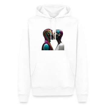 surreal kissing. love is everywhere - Men’s Premium Organic Hoodie - white - Front - Nico (187cm)