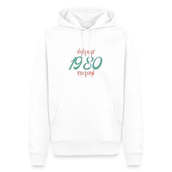 Jahrgang 1980er Ausgabe - Männer Premium Bio Hoodie - Weiß - Vorne - Nico (187cm)