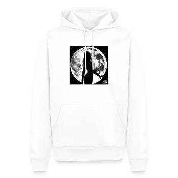 Silhouette einer Frau - Mond - Männer Premium Bio Hoodie - Weiß - Vorne - Nico (187cm)