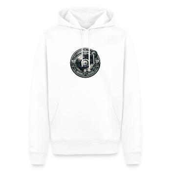 Vinyl Visions : Art rétro-futuriste des platines vinyles - Sweat à capuche Premium bio Homme - blanc - Devant - Nico (187cm)