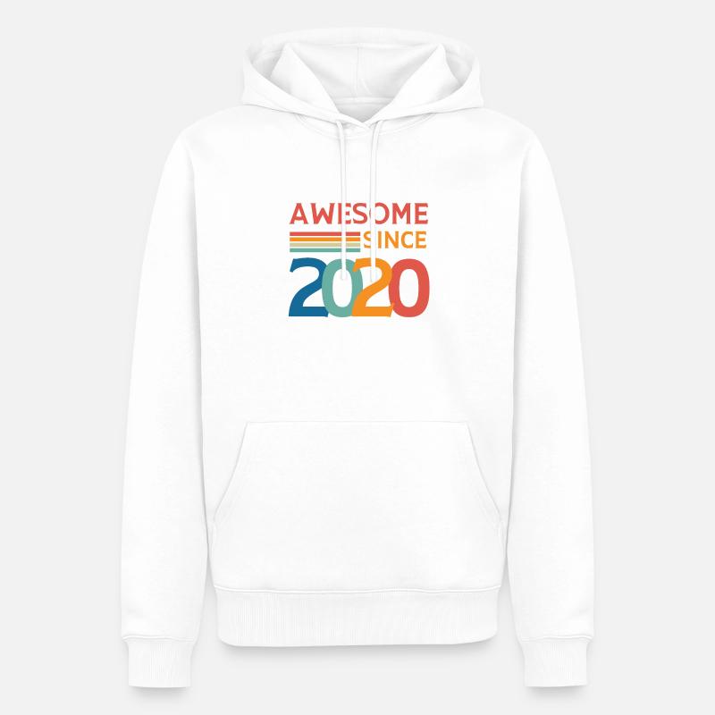 Awesome since 2020 - Sweat à capuche Premium bio Homme - blanc
