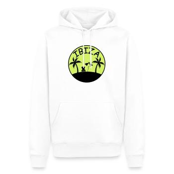 Palmiers de l’île Ibiza - Sweat à capuche Premium bio Homme - blanc - Devant - Nico (187cm)