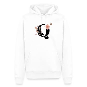 Lettre q fleurs sauvages aquarelles - Sweat à capuche Premium bio Homme - blanc - Devant - Nico (187cm)