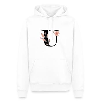 Lettre u fleurs sauvages aquarelles - Sweat à capuche Premium bio Homme - blanc - Devant - Nico (187cm)