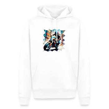 Coureur de moto - Sweat à capuche Premium bio Homme - blanc - Devant - Nico (187cm)