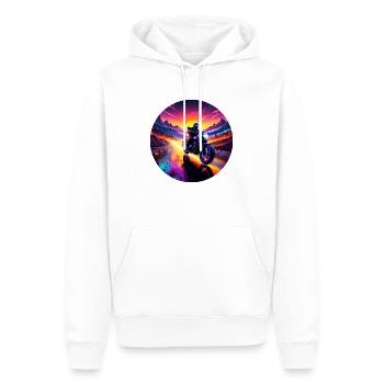 Motorrad Sonnenaufgang - Männer Premium Bio Hoodie - Weiß - Vorne - Nico (187cm)