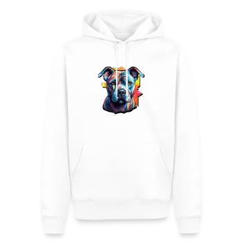 Pit Dog Design - Men’s Premium Organic Hoodie - white - Front - Nico (187cm)