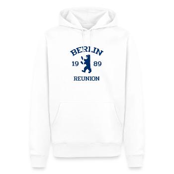 Berlin - 1989 - La Réunion - Berliner Bär - Sweat à capuche Premium bio Homme - blanc - Devant - Nico (187cm)