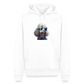 Welpe, Hund, Pudel, Hunde, cool mit Sonnenbrille - Männer Premium Bio Hoodie - Weiß - Vorne - Nico (187cm)