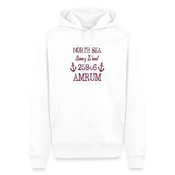 Amrum - 25946 - Nordsee Insel - Männer Premium Bio Hoodie - Weiß - Vorne - Nico (187cm)