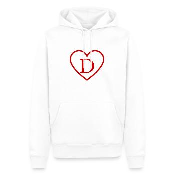 Roter Herz-Buchstabe - Männer Premium Bio Hoodie - Weiß - Vorne - Nico (187cm)
