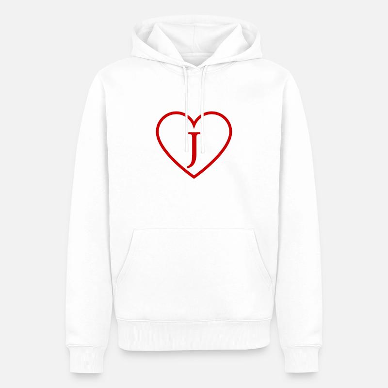 Buchstabe j rotes Herz - Männer Premium Bio Hoodie - Weiß