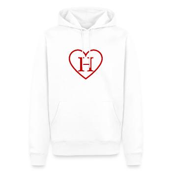 Lettre h cœur rouge - Sweat à capuche Premium bio Homme - blanc - Devant - Nico (187cm)