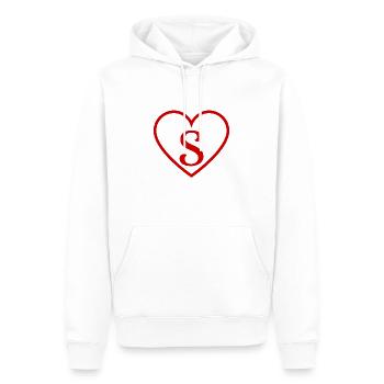 Lettre s cœur rouge - Sweat à capuche Premium bio Homme - blanc - Devant - Nico (187cm)