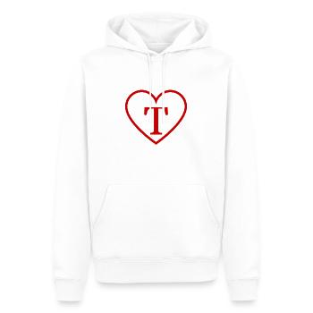 Rotes Herz Buchstabe T - Männer Premium Bio Hoodie - Weiß - Vorne - Nico (187cm)