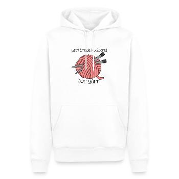 drôle de fil citation tricot crochet - Sweat à capuche Premium bio Homme - blanc - Devant - Nico (187cm)