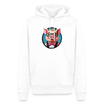 Bande dessinée cochon drôle - Sweat à capuche Premium bio Homme - blanc - Devant - Nico (187cm)