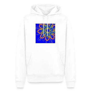 Abstrakte Blume auf blauem Hintergrund - Männer Premium Bio Hoodie - Weiß - Vorne - Nico (187cm)