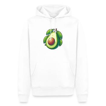 Avocat et ses feuilles - Sweat à capuche Premium bio Homme - blanc - Devant - Nico (187cm)