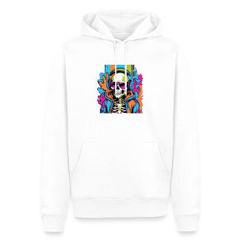 DJ Totenkopf Skull - Männer Premium Bio Hoodie - Weiß - Vorne - Nico (187cm)