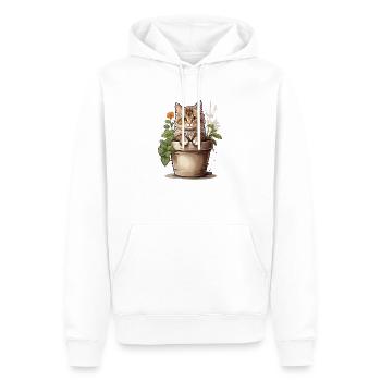 Süße Katze Blume - Männer Premium Bio Hoodie - Weiß - Vorne - Nico (187cm)