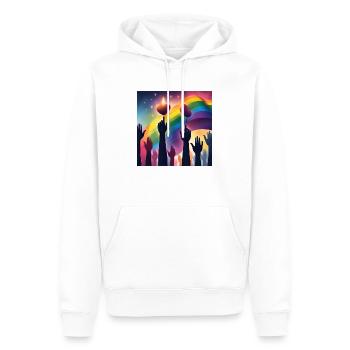 Raise your Hand for Love - Men’s Premium Organic Hoodie - white - Front - Nico (187cm)