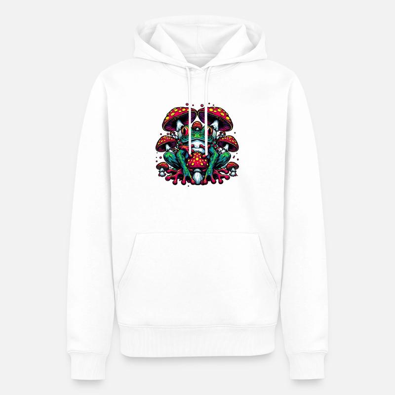 Frog with toadstool - Men’s Premium Organic Hoodie - white