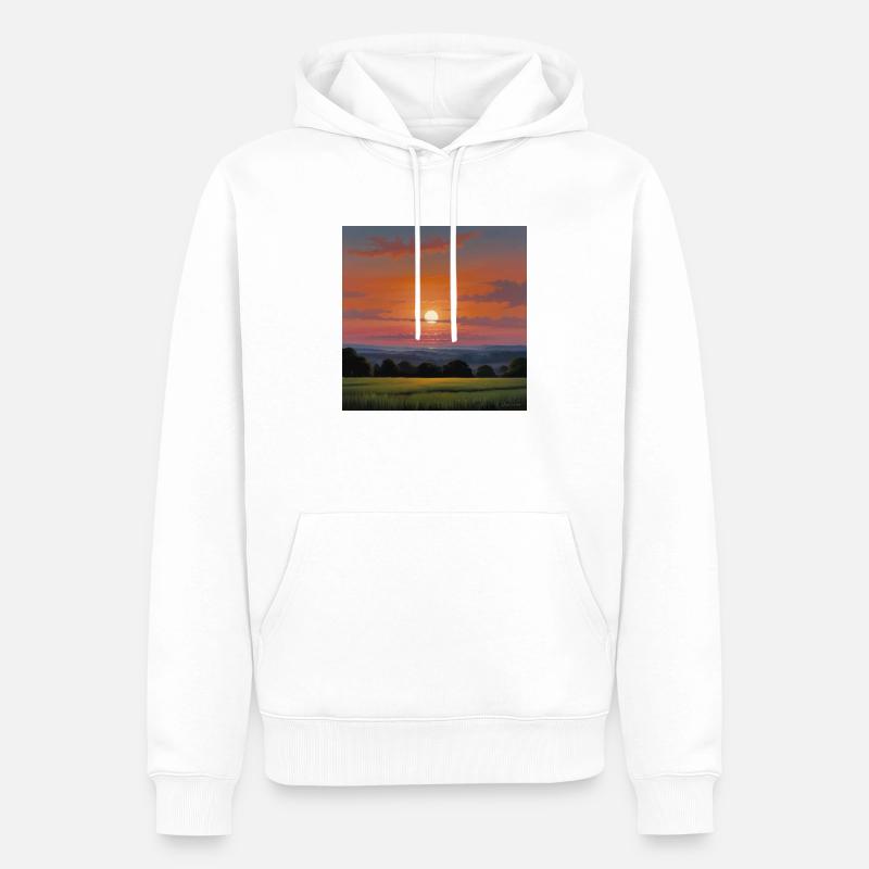 Paysage Coucher De Soleil - Sweat à capuche Premium bio Homme - blanc