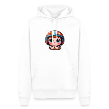 Bébé avec Casque - Adorable Protection - Sweat à capuche Premium bio Homme - blanc - Devant - Nico (187cm)