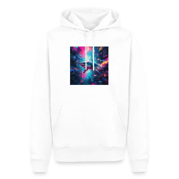 Neon großer weißer Hai - Männer Premium Bio Hoodie - Weiß - Vorne - Nico (187cm)
