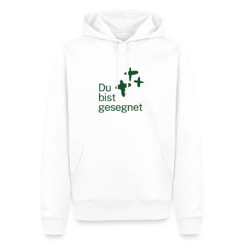 Du bist gesegnet - Männer Premium Bio Hoodie - Weiß - Vorne - Nico (187cm)